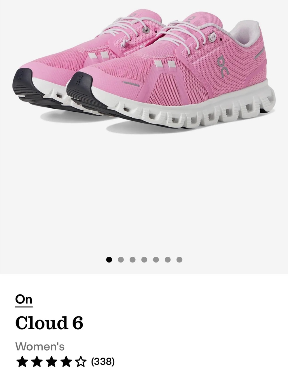 On Running Cloud 6 Women's Athletic Sneakers in Pink and White